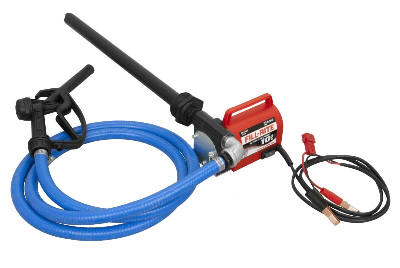 Fill-Rite FR1614 12V 10 GPM Portable Diesel Fuel Transfer Pump & Manual Nozzle Suction and Discharge Hose 